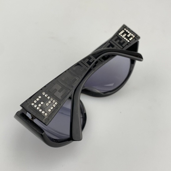 FENDI Sunglasses mod. 647 C3016 Black Oval Wrap Rhinestone Vintage Made in Italy main image 4